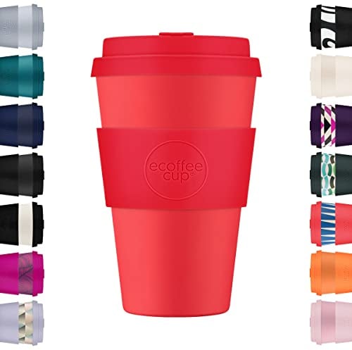 14oz 400ml Ecoffee Cup Riutilizzabile Eco-Friendly 100% a base vegetale tazza di caffè con coperchio e manica in silicone - Tazza da viaggio senza melamina, Meridian Gate