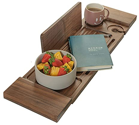 Badewannenablage aus Massivholz, rutschfeste Badewannenhalterung 4 Gren, Tablet-Telefon-Einfassung Weinglasschlitz, runde Nut, Family Spa Experience Badewannengestell, 72 cm