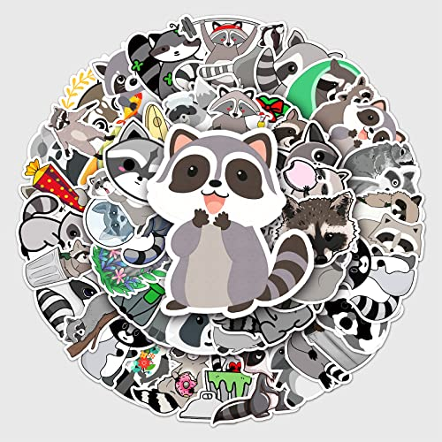 Bric Dodo 50 Stück Raccoon Aufkleber Auto Laptop Telefon Gitarre Skateboard Motorrad Fahrrad Raccoon Stickers Set Vinyl Wasserdicht Aesthetic Aufkleber für Jugendliche Kinder Erwachsene
