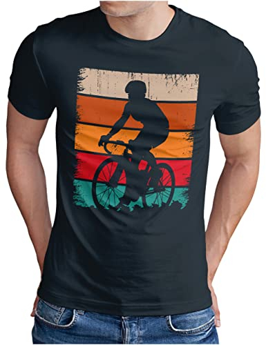 OM3® Rennrad T-Shirt Vintage Style | Herren | Fahrrad Radsport Bike Fahrrad Radsportfahrer Rad | Navy, M