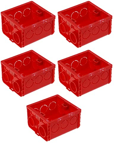 SagaSave Abzweigdose, 5 Stück, 86-Typ-Schaltersteckdose, Universal, Wandmontage, Rot, Polypropylen, nicht wasserfest, enthält 5 Montageboxen