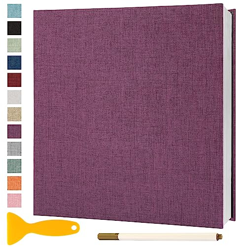 Fotoalbum Selbstklebend 28x27 Photo Album, 60 Seiten Lila | Groß Fotoalbum Zum Einkleben Scrapbook Selbstgestalten Fotobuch Baby Hochzeit Gästebuch Erinnerungsbuch Briefmarkenalbum