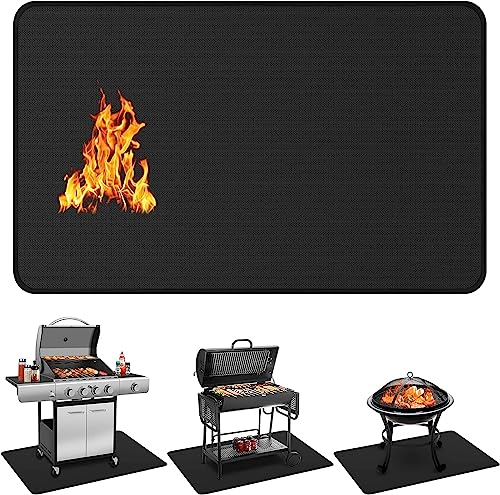 Feuerfeste Unterlage 152x100cm, Faltbare Grillunterlage Grillmatten, Silikon-Glasfaser Bodenschutzmatte, Grillteppich fur Kamin, Boden, Rasen und Camping bis 1800°F,Outdoor BBQ Matte für Holzkohlegril