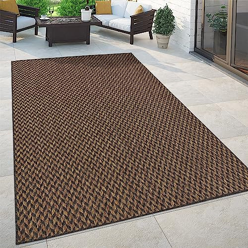 Paco Home Outdoor Teppich Flachgewebe mit Palmen- & Boho-Muster in Sisaloptik Modern langlebig, robust & wetterfest Ideal für Terrasse, Garten & Balkon, Grösse:60x100 cm, Farbe:Natur 3