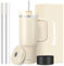 Gobelet de 1200 ml avec poignée et paille, 2 couvercles (2 en 1 et couvercle anti-fuite) – Gobelet isotherme en acier inoxydable – Bouteille d'eau à double paroi – Tasse à café de voyage – Cadeau de