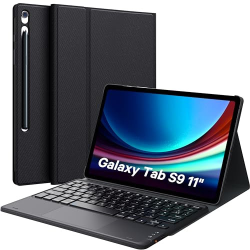 Earto Clavier Tablette Samsung Tab S9, Touchpad pour Samsung Galaxy Tab S9 11 '' 2023, 2 Canaux BT, Mégnétique Détachable AZERTY Clavier pour Tab S9 (SM-X710/X716B/X718U), Noir