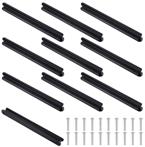 Mynoozi 10 Pack 180mm Long (160mm Hole Centre) Kitchen Cabinet Door Handles Pull, Hardware Drawer Handles, Kitchen Drawer Handles, Cabinet Pulls, Cupboard Door Handles (Black)