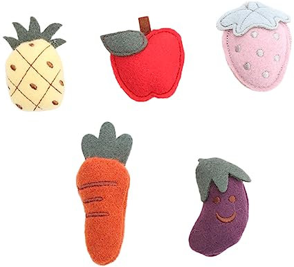 MAGICLULU 5stücke Kreative Katzenminze Spielzeuge Im Obst Und Gemüse-Design Teiliges Aus Weichem Plüsch Für Interaktives Spielen Fördert Gesundheit Und Aktivität Bei Kätzchen