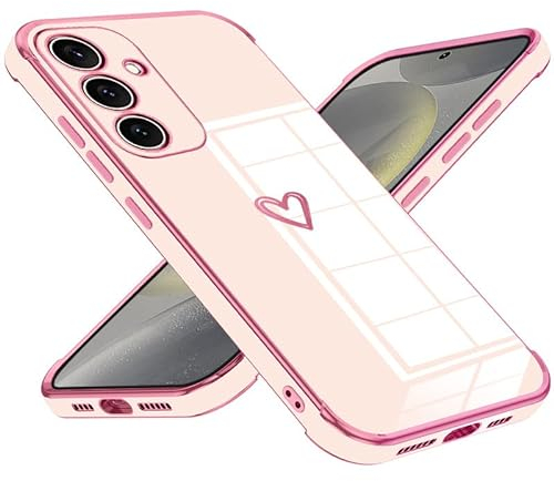Keteen Custodia Compatibile con Samsung Galaxy S24 Cover Case Carina Motivo Cuore Silicone TPU Ultra Sottile Antiurto & AntiGraffio Cover per Samsung Galaxy S24, Rosa