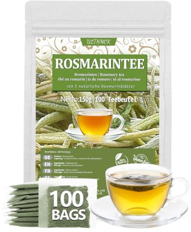 Bolsitas de Té Premium de Romero, 100 Bolsitas de Té. Elaborado con Hojas de Romero 100 % Puras y Naturales, sin aditivos y sin cafeína.