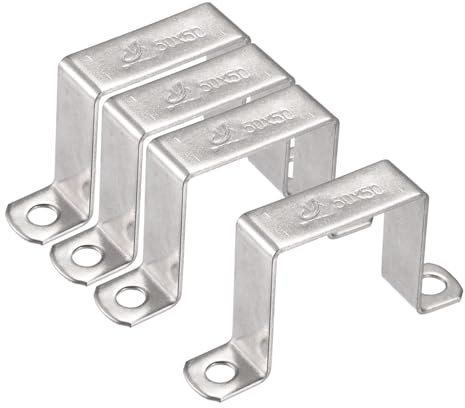 TA-VIGOR U-förmige Verbindungsstückhalterung, 50 mm x 50 mm, Edelstahl-Rohrklemme, robuste Rohrschellen für Tür, geschlossene Stange, Haltestrebe, Rohrrohr, Drahtbefestigung, 4 Stück