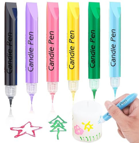 Candle Pens Wax Pens for Candle Painting, Create Your Own Baptism Candle, Candle Wax Pens for Decorating and Painting Candles DIY Candle Making (6 Colours)