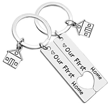 Zengjunwei 2 Stück Our First Home Schlüsselanhänger - Paar Haus Anhänger, Personalisierte Einweihungsgeschenk für Neuen Hausbesitzer Zuhause