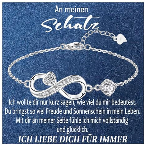 Gkmamrg Geschenke für Frauen Partnerin Ehefrau - Weihnachtsgeschenke für frauen - Infinity Armband Damen 925 Sterling Silber, Geburtstagsgeschenk Valentinstag Weihnachten Geschenk