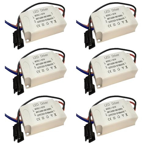 FSLiving Transformateur LED 3 W, transformateur LED 230 V vers 3-12 V DC, driver LED Driver Bloc d'alimentation pour bandes lumineuses LED Lampes Spotlight Lot de 6 PJ0713