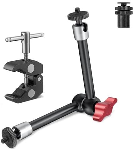 JEBUTU 11/29cm Magic Arm mit Super Clamp, 360° Flexibel Kamera Tischstativ & klemme, Magic Arm Clamp mit Cold Shoe Mount für Monitor, LED Licht, Mikrofon, Max Belastung 2.5KG