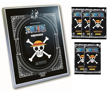 Genérico: Archivador Vacío + 5 Sobres - Colección de Cartas de Trading One Piece 25 Aniversario TC 2024 - 6 Piezas