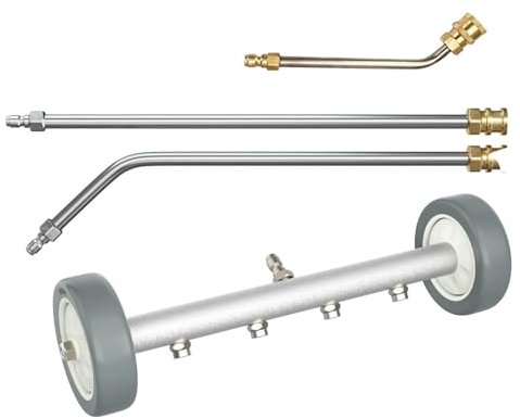 TOOSOAR Scopa ad Acqua per Idropulitrice,con 3 Aste di Prolunga,Pulitore per Sottoscocca,4000 PSI(Grigio)