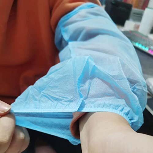 GZKDKZB Lot de 100 Manchons jetables pour Bras, Manchons Souples et Respirants avec Bande élastique, Manchons de Protection nettoyants, hautement hydrophobes (Couleur : Bleu)