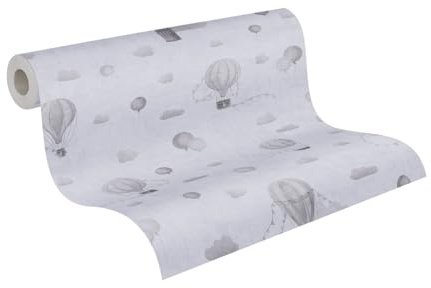 A.S. Création Lilly & Luis Non-Woven Wallpaper with Clouds in Grey – 10,05 x 0,53 m Wallpaper for Kids – 770772