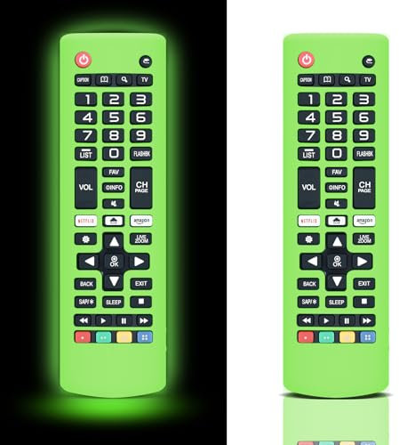 Funda de silicona para mando a distancia LG TV Glow in The Dark, funda para mando a distancia LG Smart TV AKB75095307 AKB75375604 AKB74915305 (verde luminoso) -【 Pack de 2】