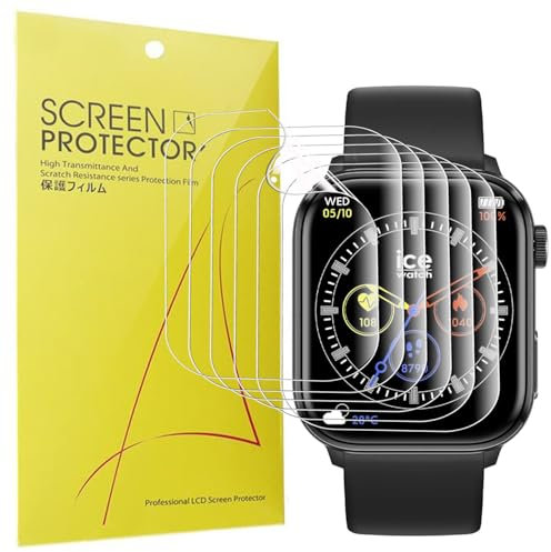 Blueshaweu Schutzfolie Kompatibel mit Ice-Watch - ICE smart 2.0 - Connected Watch (1,96 inch), HD klar Flexible TPU Displayschutzfolie [6 Stück] Kompatibel für ICE smart two (1,96 inch) (transparent)