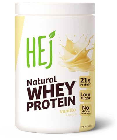 HEJ Whey Protein Pulver, Vanilla, 900 g, Eiweißpulver Shake, Muskelaufbau | Molkenprotein, Protein Shake, Proteinpulver, Fitness, hohe Bioverfügbarkeit, klumpenfrei löslich, ohne unnötige Zusätze