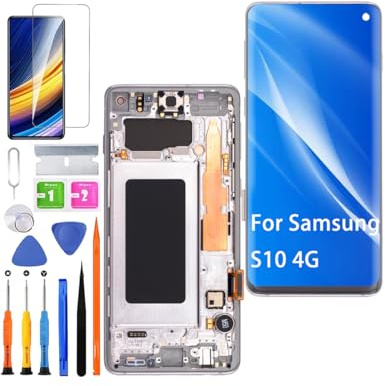 Display Bildschirm für Samsung S10 4G G973F TFT Weiß mit Rahmen | Ohne Fingerabdruck，mit Reparatur Kit，TFT LCD，HD Display，Bildschirm Ersetzen,Not Curved Screen,für Model:G973U G973W