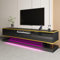 Gxffipw TV Schrank Länge 180 cm für Fernseher bis zu 75 Zoll, Lowboard mit Farbwechselnden LED Leuchten und 3 Schubladen, Fernsehschrank mit 1 Offenen Fach, Wohnzimmer Möbel TV Board, Schwarz