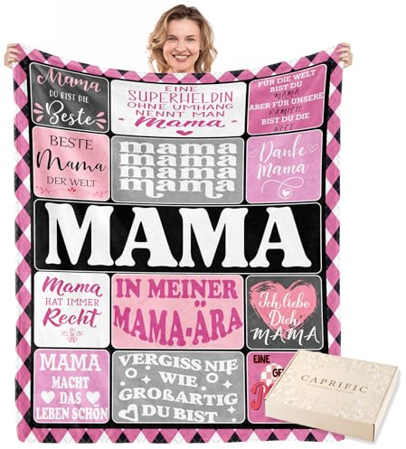 CAPRIFIC Geschenk für Mama, Geschenke für Mama von Tochter Sohn, Geburtstagsgeschenk für Mama, Muttertagsgeschenk, Mama, Mutter Geschenk, Flanell Decke 150x130cm