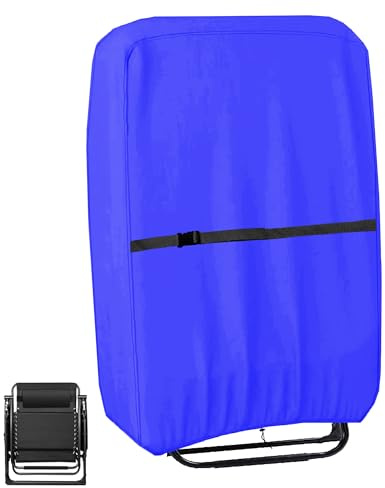Klappstühle Schutzhülle, 600D Gartenstuhl Abdeckung Wasserdicht, Winddicht, Anti-UV, Staubdicht für Gartenmöbel Liegestuhl Klappbar Deckchair, Balkonmöbel Abdeckung mit Beutel, Blau , 1 Stück
