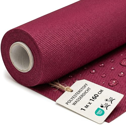 Tessuto impermeabile al metro 1M x 160 cm - Stoffa resistente all'acqua per esterni ideale per tende cuscini coperture mobili da giardino e progetti di cucito Bordeaux certificazione Oeko-Tex