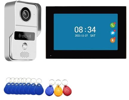 TRDEWR Smart 7 Inch Monitor WiFi Tuya Video Doorbell Outdoor Door Bell Waterproof IP65 Intercom Inductive Card Unlock Door Phone Camera See More At Your Door(1Camera V 1LCD)