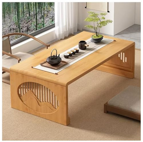 Japanischer niedriger Tisch, klappbarer Couchtisch, Teetisch für schwebende Fenster, Altartisch, kleiner Schreibtisch für Wohnzimmer, 60 x 40 x 31 cm (Holzfarbe)
