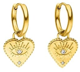 Purelei Heart Eye Ohrringe – wasserfest | Kleine Creolen mit herzförmigem Anhänger & funkelndem Zirkonia | Edelstahl & 18K Vergoldung | Symbol für Liebe, Intuition & Selbstvertrauen
