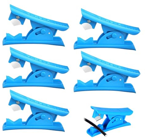 Lot de 5 coupe-tuyaux en plastique économique – Outils en caoutchouc pour couper des tubes en silicone, PVC, PU et nylon jusqu’à 12mm OD – Couleur bleue, durable et pratique，tubing cutter