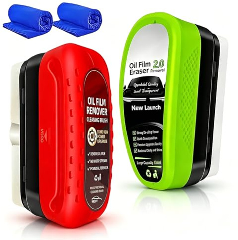 LKJAUOZ Lot de 2 Brosse de Nettoyant pour Film D'huile Automobile avec 2 Chiffons, Nettoyant pour Pare-brise Dissolvant de Film D'huile pour Vitre de Voiture Miroirs