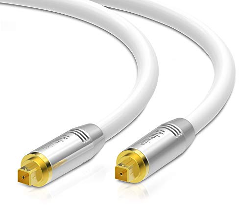 conecto thinwire Premium Toslink Cable (TOSLINK Male to TOSLINK Plug), Metal, Gold-Plated, White, 3.00 m
