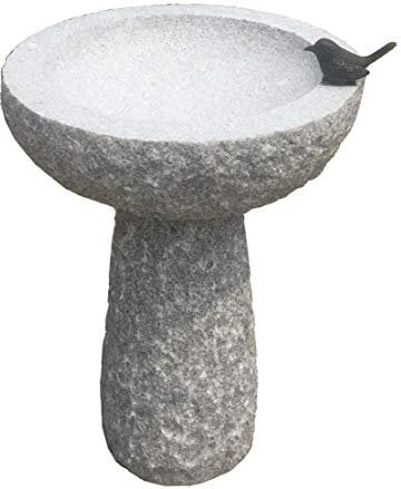 Dehner Vogeltränke, Ø 42 cm, Höhe 57 cm, Granit/Bronze, grau
