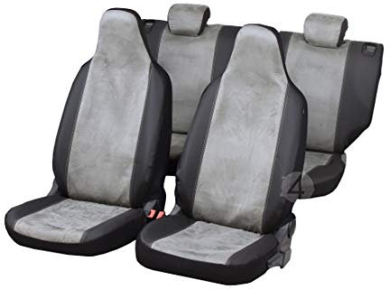 Maßgefertigte Sitzbezüge Talent ideal angepasst Komplettes - Set - Stoff mit Kunstleder Grau und Schwarz | Z4L-TA-004X03