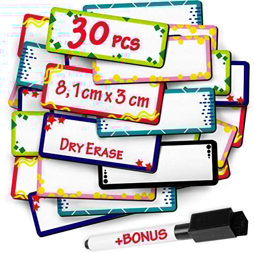 Beschreibbare Magnetstreifen - Beschreibbare Magnete für Magnettafel - Kühlschrankmagnete - Namensschilder Magnet, Magnetband, Magnetschilder, Magnetetikett, Whiteboard Magnet, DIY Magnete