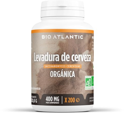✿ Levadura de Cerveza Orgánica - 1200 mg por dosis diaria - 200 comprimidos - Alta Concentración, Formato Ahorro y Premium