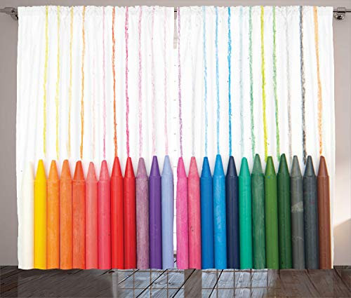 ABAKUHAUS Pastello Tenda, Scala Colore del mestiere della Vernice, Casa Arredamento Elemento Distintivo Due Pannelli Set, 280 x 175 cm, Multicolore