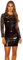 Koucla Kleid Lederlook Wetllook Lack Optik Minikleid mit Spitze Langarm Gogo