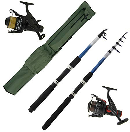 G8DS Anglerset, 2,4m Teleskoprute + eine 1,8m Teleskoprute, CKR50 Rolle, TT60 Rolle + Rutentasche Camping, Angeln, Outdoor, Freizeit