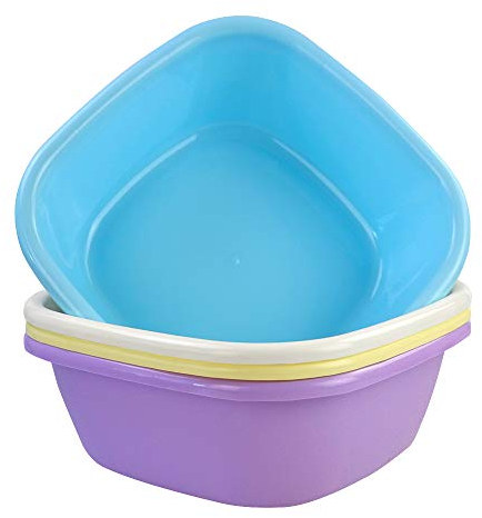 Yarebest 4 Packs Square Small Washing Up Bowl, Colored Plastic Wash Bowl Basin Set