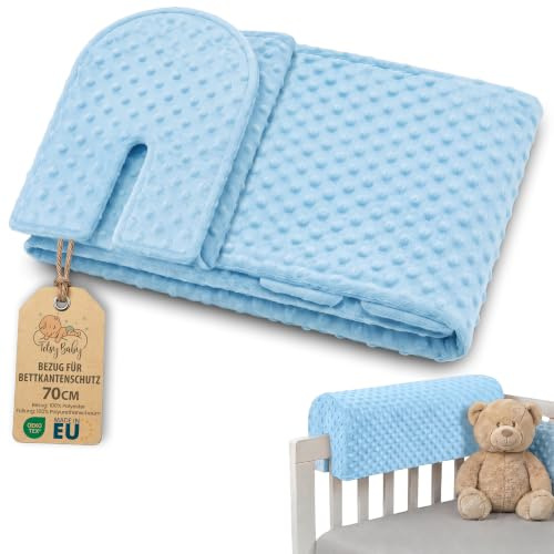 Bezug für Bettkantenschutz für Kinderbetten 70 cm - Schutz für Bettrahmen Baby Bett rausfallschutz boxspringbett bettgitter Kantenschutz Kinder Babybett Zertifikat Oeko-Tex Blau