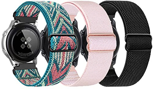 3 Stück 20mm Armband für Samsung Galaxy Watch 7/6/5/4/FE 40mm 44mm, 6/4 Classic 43mm 47mm 42mm 46mm, 5 Pro 45mm, Active 2 40mm 44mm, Active 40mm, 3 41mm - Elastisch Sport Nylon Armband