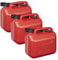 IWH 3x Premium Auto Benzinkanister 10l Kraftstoffkanister Reservekanister Auslaufrohr, Rot