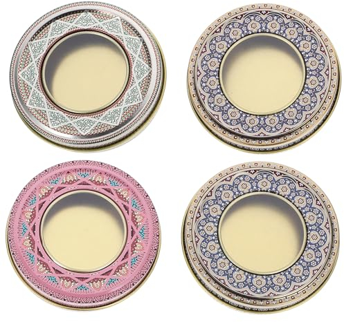 YARNOW Teedose Vorratsdose Metalldosen Safran Dose: 4 Stücke Leere Blechdose mit Deckel Metall Vintage Keksdose Süßigkeiten Behälter Gewürzdose für Losen Tee Weihnachten